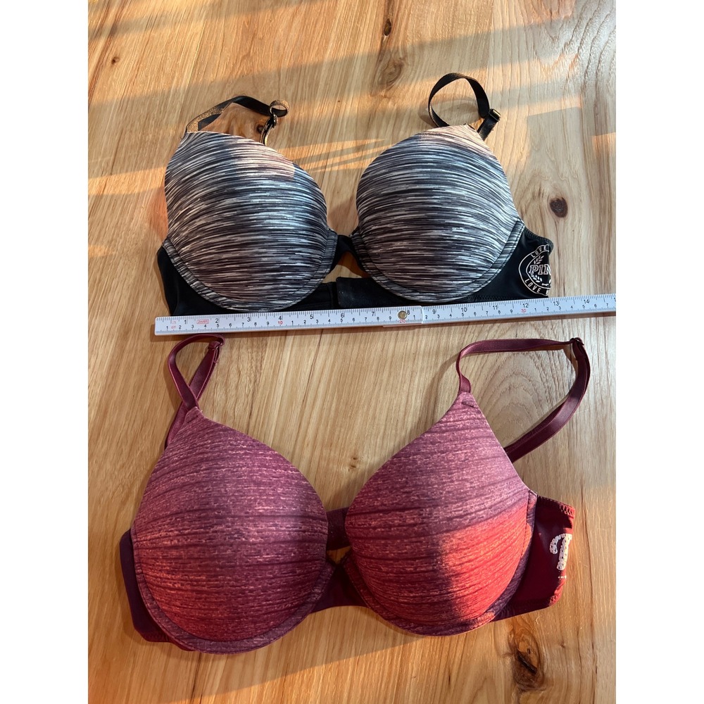 Victoria's Secret PINK Wear Everywhere Push-Up Bra 2-Pack Blac Burgundy 34C SEXY